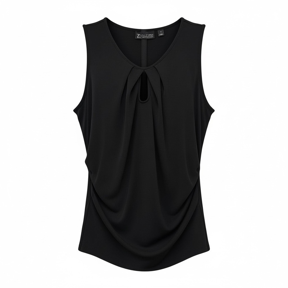 New York & Company Black Sleeveless Top With Bow Detail Medium